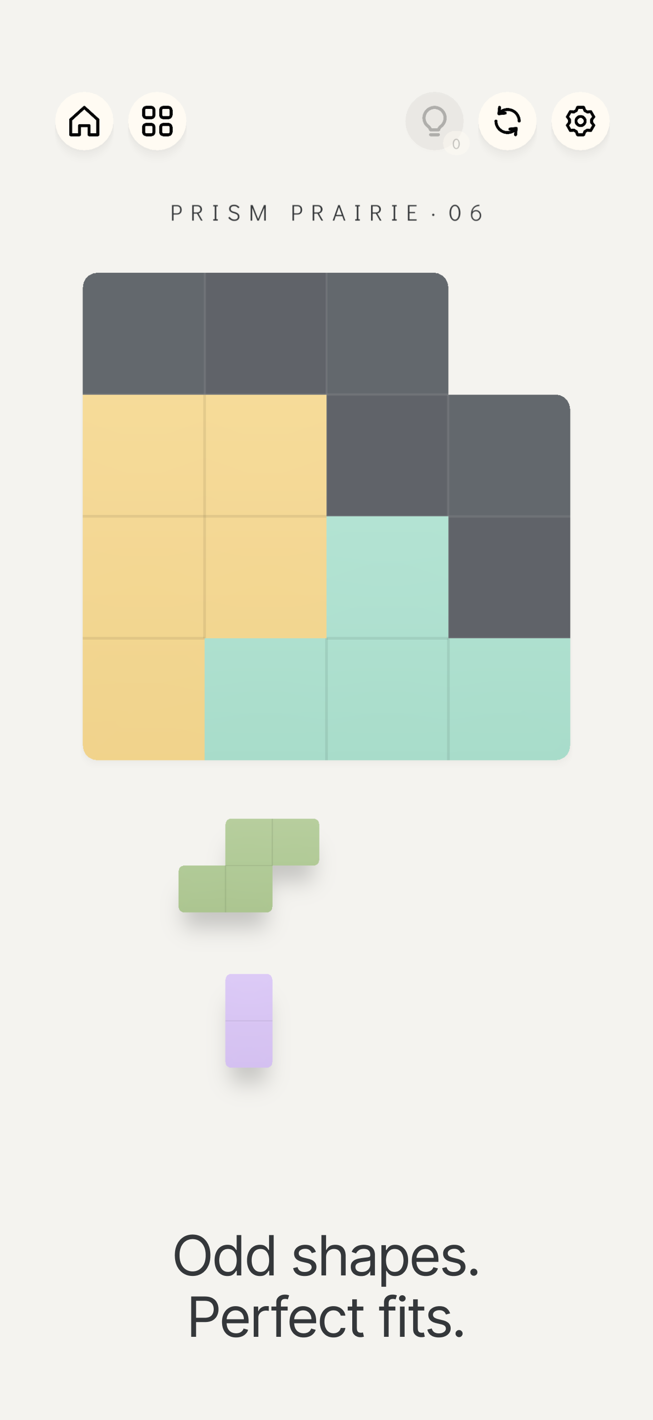 Oddly Fit puzzle board with pastel pieces waiting to be placed